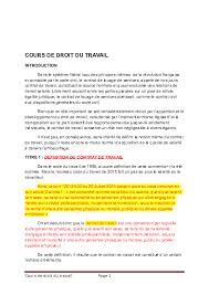 ?l?ments constitutifs du contrat de travail. Doc Cours De Droit Du Travail Coulibaby Inza Academia Edu