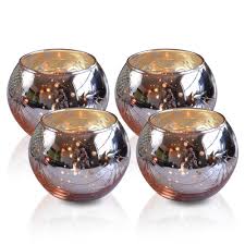 Use it with a pillar candle to create a more it also makes the perfect centerpiece for your reception tables. 4 Pack Mary Mercury Glass Globe Candle Holder Rose Gold Pink 4 Pcs For Use With Tea Lights
