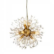 Unbranded Aloa Decor 8 Light Brown Brass Dandelion Crystal Globe Starburst Chandelier 8009d50bbz The Home Depot