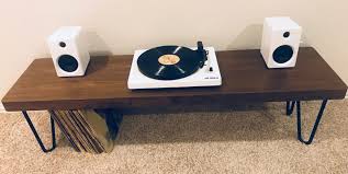 Designed to reflect the styling's of yesteryear, the crosley executive usb portable turntable easily takes your favorite vinyl and converts them to digital files. Home Cool Minimalist Turntable Stand Rivet Hairpin Table