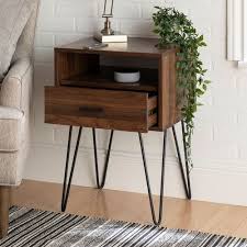 Best Buy Walker Edison 18 Modern Single Drawer Hairpin Leg Side Table Dark Walnut Bbf18crfstdw In 2020 Modern Side Table Contemporary Side Tables Walnut Side Tables