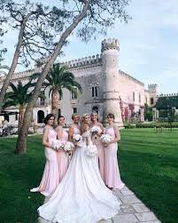 Bride And Her Bridesmaids In A Fairytale Castle Venu Bride Villa Wedding Blush Wedding Theme