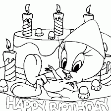 Tweety Happy Birthday Coloring Pages Bird Coloring Pages Cartoon Coloring Pages Happy Birthday Coloring Pages