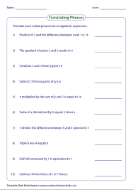 A monomial expressed a s a product of prime numbers and variables where no variable has an exponent greater than 1. Interpreting Expressions Worksheet Answer Key Promotiontablecovers