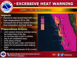 The national weather service in phoenix has issued an excessive heat warning, which. Nws Bay Area On Twitter A Prolonged Heatwave Will Impact Inland Areas For Friday Through Wednesday With Our Excessive Heat Watch Now A Excessive Heat Warning East And North Bays Will Be