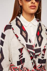 Shop for knitted aztec cardigan to wear in cooler weather and add attractive style to any outfit. Shawl Collar Aztec Knit Cardigan Just 7