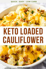 Keto Loaded Cauliflower Casserole Green And Keto Recipe Keto Side Dishes Keto Recipes Dinner Keto Cauliflower Casserole