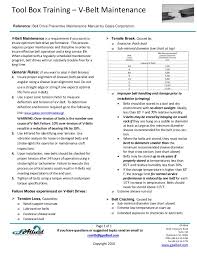Tool Box Training V Belt Maintenance