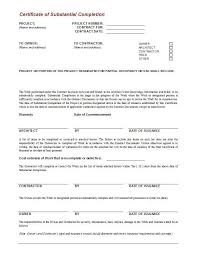 Certificate Of Substantial Completion Template 5 Templates Example Templates Example