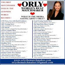 Check spelling or type a new query. Orly The Matchmaker International High End Matchmaking Services Worlds Top Exclusive Matchmaker Issuewire