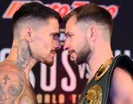 Video: George Kambosos Jr., Maxi Hughes make weight for 135-pound bout