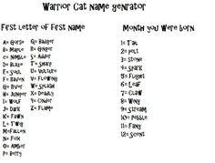 Try making a warrior cats clan. Warrior Cat Names List And Meanings Cat S Blog