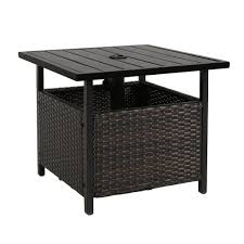 Iwicker Patio Pe Wicker Umbrella Side Table Stand Outdoor Bistro Table With Umbrella H Outdoor Coffee Tables Bistro Table Outdoor Modern Outdoor Coffee Tables