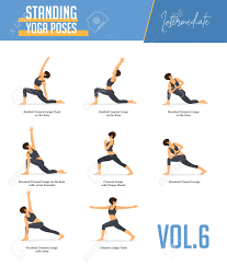 When you're brand new to yoga, it can feel intimidating and be difficult to know exactly where and how to get started. Set Of 8 Yoga Poses For Concept Of Balancing And Standing Poses In Flat Design Style