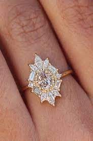 Great Gatsby Art Deco Oval Diamond Unique Engagement Ring Art Deco Engagement Ring Deco Engagement Ring Rose Engagement Ring