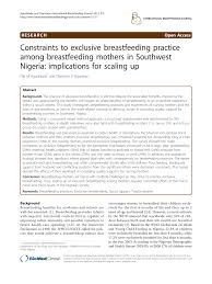 Pdf Constraints To Exclusive Breastfeeding Practice Among Breastfeeding Mothers In Southwest Nigeria Implications For Scaling Up