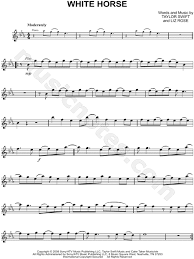 Taylor Swift White Horse Sheet Music Flute Violin Oboe Or Recorder In Eb Major Download Print Sheet Music Flute Music Music