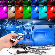 Tsv 4pcs 36 Led Multi Color Car Interior Lights Under Dash Lighting Waterproof Kit With Multi Mode Change And Wireless Remote Control Car Charger Included Dc In 2021 Car Interior Decor Car Interior