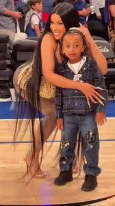 Cardi B at the Knicks NBA Finals with her son Wave ❤️