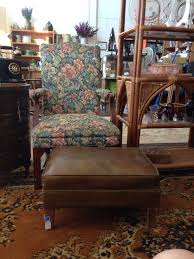 Juxtaposition Bronze Naugahyde Ottoman Floral Upholstered Chair Upholstered Chairs Chair Side Chairs