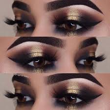 Black And Gold Eyeshadow Looks Black And Gold Smokey Eye Idea For Brown Eyes Makeup Gold Eye Makeup Eye Makeup New Years Eve Makeup