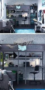 High beds and the upper bed of bunk or loft beds are not suitable for children under 6 years of age due to the risk of injury from falls. Tuffing Loft Bed Frame Dark Gray Twin Ikea In 2021 Loft Bed Frame Ikea Loft Bed Ikea Loft