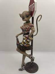 Margaret Le Van Alley Cat Figurine Naughty Nat 9” stop sign No Box | eBay