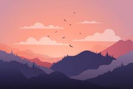 Beautiful Mountain Chain Landscape At Sundown With Birds Desktop Wallpaper Art Cute Desktop Wallpaper Art Wallpaper