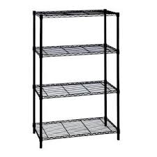 Hdx 54 In H X 36 In W X 14 In D 4 Tier Wire Shelving Unit In Black 21436bps Idees Etageres Etageres Reglables Etagere