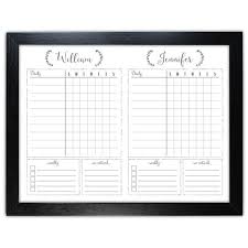 18x24 Two Child Dry Erase Whiteboard Chore Chart Task Chart White Board Optional Framed Chart 2 Kid Kids Daily Routine Board 1886