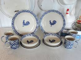 4.9 out of 5 stars 15. 10 Pc Folkcraft Spongeware Rooster Stoneware Dish Set By Tienshan