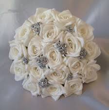 Artificial Wedding Flowers Silver White Foam Rose Wedding Bridesmaid Bouquet Artificial Wedding Bouquets Wedding Bridesmaid Bouquets Silver Wedding Theme