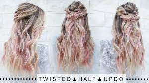 Easy half updo twisted top knot. Twisted Half Updo Hairstyle Super Easy Youtube