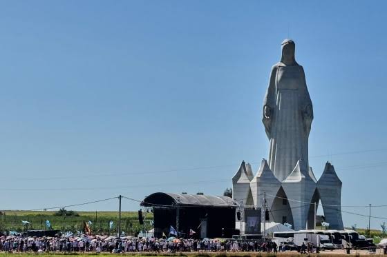 Europe's tallest Virgin Mary statue, 55.6 meters, inaugurated in Polish village of Konotopie; Lech Walesa says 'I started with the Virgin Mary and I end with the Virgin Mary'