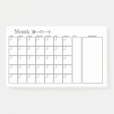Black And White Monthly Planner Post It Notes Zazzle Com In 2020 Post It Notes Calendar Monthly Planner Monthly Planner