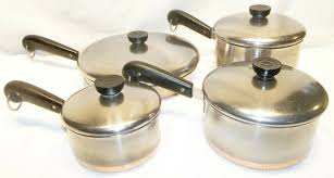 Stainless steel is generally provided with a copper bottom because copper is a very good conductor of heat and electricity. Antique 8 Piece Revere Ware Pre 1968 Copper Bottom Stainless Etsy Cookware Set Stainless Steel Cookware Set Revere Ware