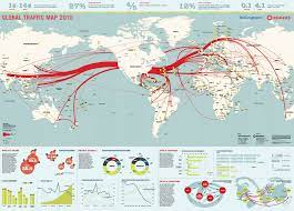 Online Marketing Trends Internet Global Traffic Map Great Use Of Various Data Visualization Techniques Good Adherence To The Infographic Map Map Infographic