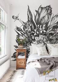 Bedroom Black And White Floral Wallpaper Black And White Floral Wallpaper Removable Wallpaper Or Etsy In 2020 Black Floral Wallpaper Floral Wallpaper Bedroom Removable Wallpaper