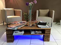 Table has been raised to a cozy height level. Rustic Pallet Coffee Table Wit Led Lights