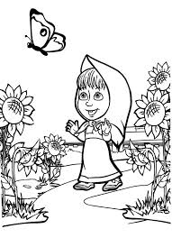 Masha And The Bear Fascinated By Butterfly Coloring Pages Color Luna Masha E O Urso Desenhos Para Colorir Peppa Pig Para Colorir