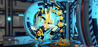 Sci-fi BDSM cuffed and fucked. A sexy young hottie and shemale android in  the lab - CartoonPorn.com