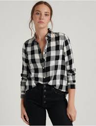 Black And White Flannel Outfit Women Classic One Pocket Plaid Shirt Lucky Brand In 2020 Black Plaid Shirt Plaid Shirt Outfits Black Flannel Shirt