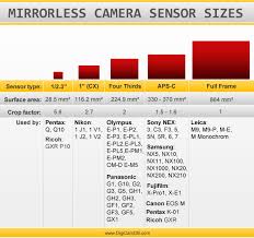 mirrorless camera sensor size line up photoxels