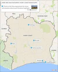 The country is approximately square in shape. Ivory Coast Travel Guide