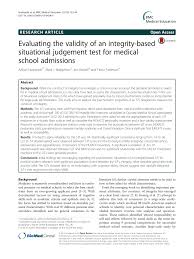 5 out of 5 stars. Pdf Evaluating The Validity Of An Integrity Based Situational Judgement Test For Medical School Admissions