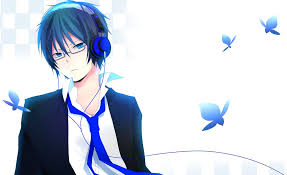 Anime Boy Blue Headphones Seni
