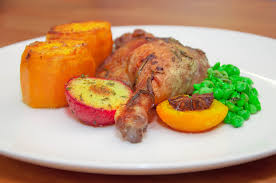 Cut the potatoes into 3cm / 1.2″ discs. Roast Duck Leg Herbed Plum Mustard Apricot And Crushed Minted Peas With Fondant Sweet Potato Food From The 22nd Floor