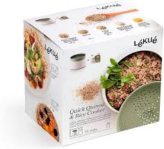 The trick is heating up your water in the microwave before adding to your grain. Amazon Com Lekue Microwave Rice Grain Quinoa Cooker One Size Green Home Kitchen
