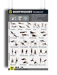 bodyweight workout exercise poster now laminated gain strength muscles and lose fat home gym fitness training program strength training