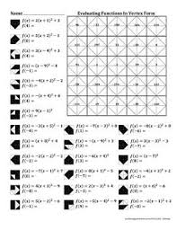 Evaluating Quadratic Functions In Vertex Form Color Worksheet Quadratics Color Worksheets Quadratic Functions